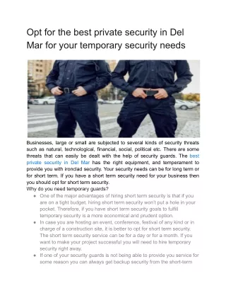 opt for the best private security