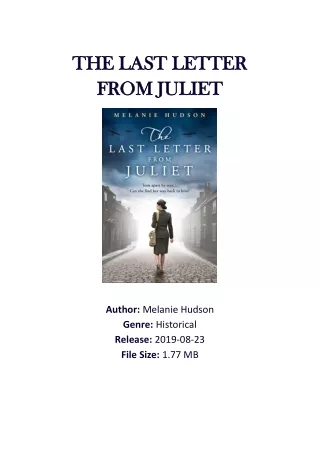The Last Letter from Juliet by Melanie Hudson PDF Download