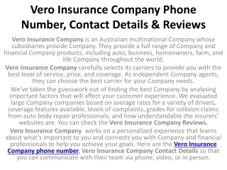 Vero Insurance Company Phone Number, Contact Details