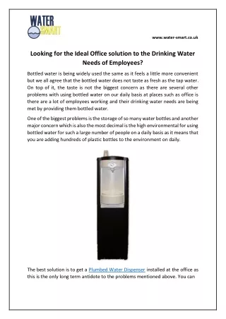 Looking for the Ideal Office solution to the Drinking Water Needs of Employees