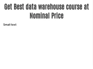 Get Best data warehouse course at Nominal Price