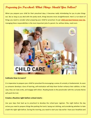 preparing for preschool what things should