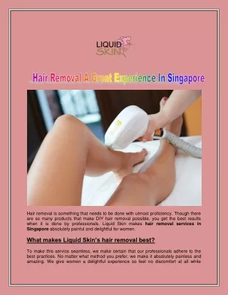 Hair Removal A Great Experience In Singapore