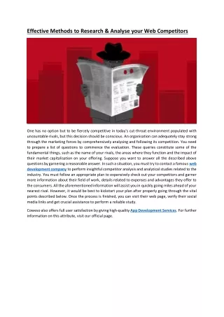 Effective Methods to Research & Analyse your Web Competitors