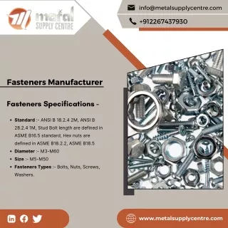 Fasteners Manufacturer | SS Screw | SS Nut | SS Bolts Stockist - Metal Market Su