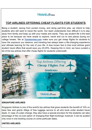 Top Airlines Offering Cheap Flights For Students
