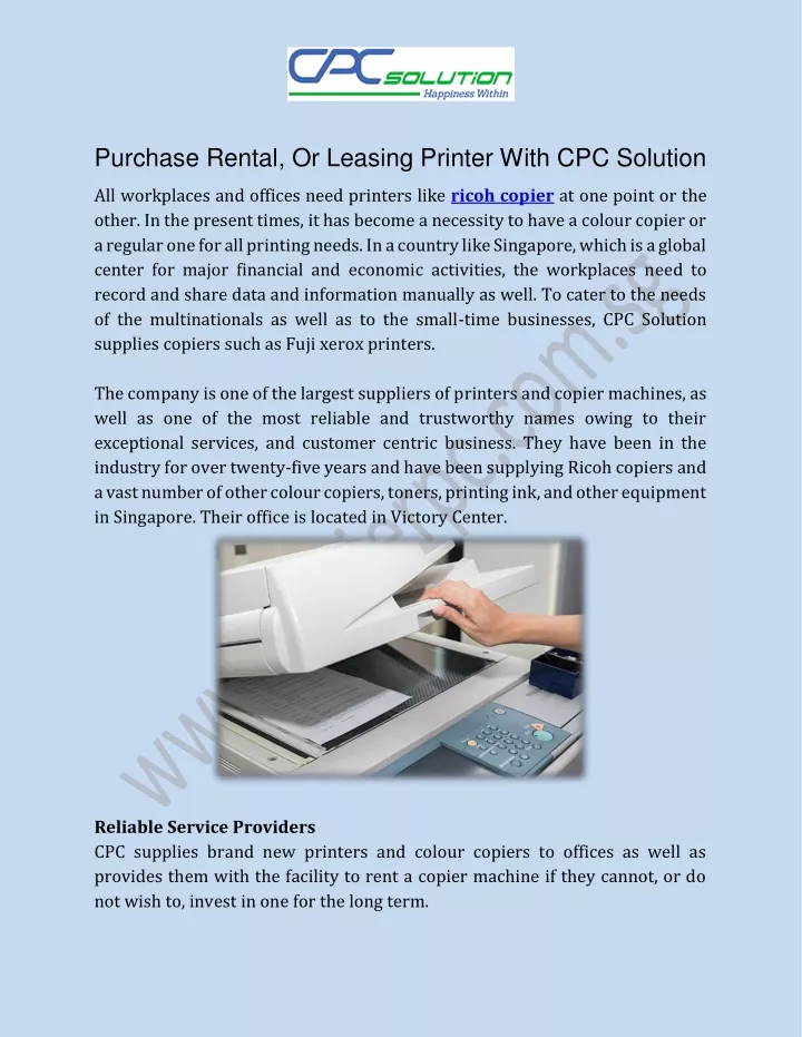 purchase rental or leasing printer with