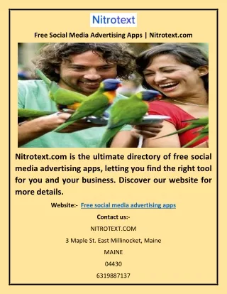 Free Social Media Advertising Apps | Nitrotext.com