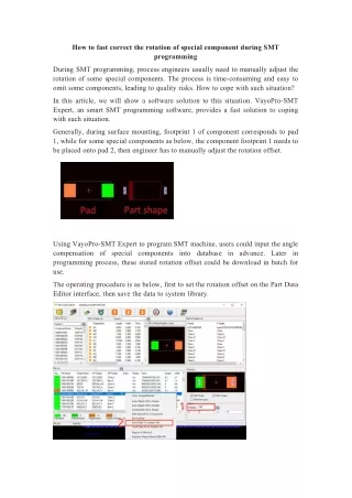 How to fast correct the rotation of special component during SMT programming