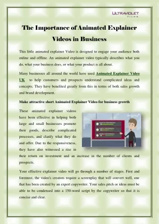 The Importance of Animated Explainer Videos in Business
