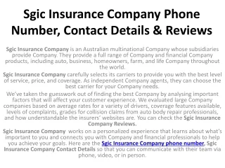 Sgic Insurance Company Phone Number, Contact Details & Reviews