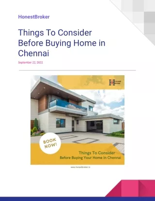 Things To Consider Before Buying Home in Chennai