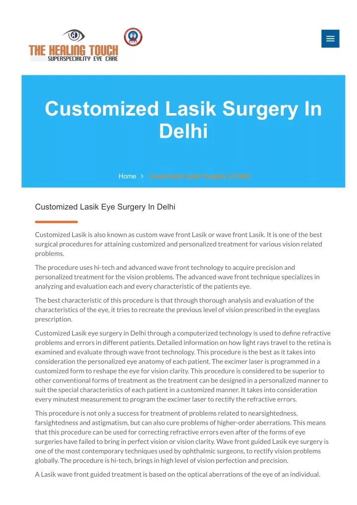 customized lasik surgery in delhi