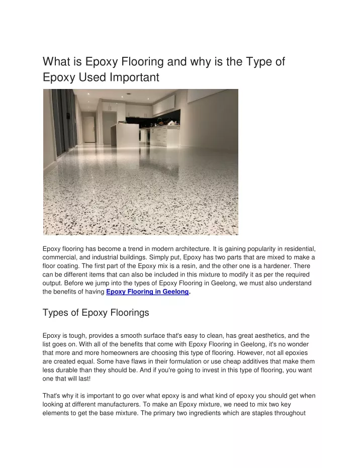 what is epoxy flooring and why is the type