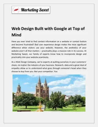 Web Designer in Adelaide - Built with Google at Top of Mind