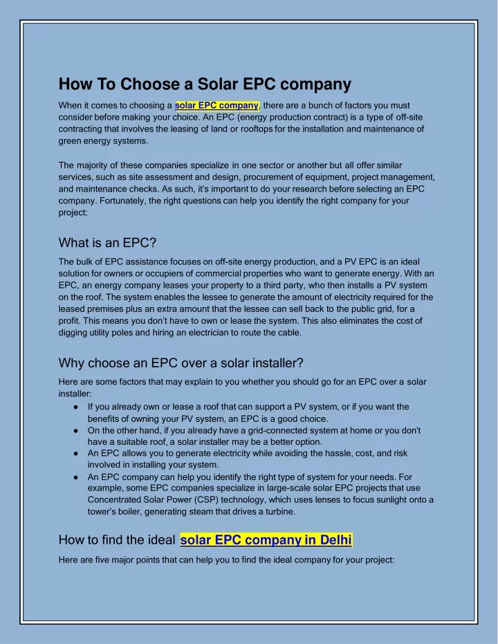 how to choose a solar epc company