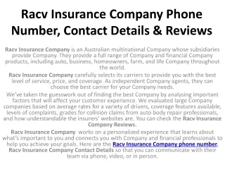 Racv Insurance Company Phone Number, Contact Details