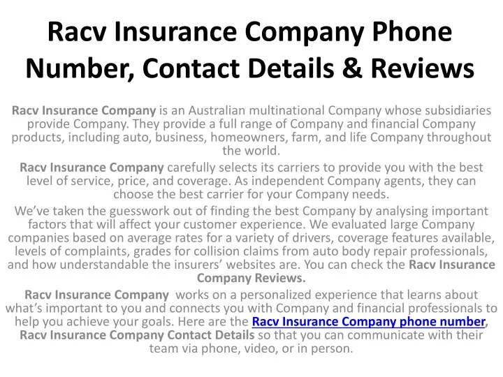 Racv Insurance Company Phone Number Contact Details Reviews N 