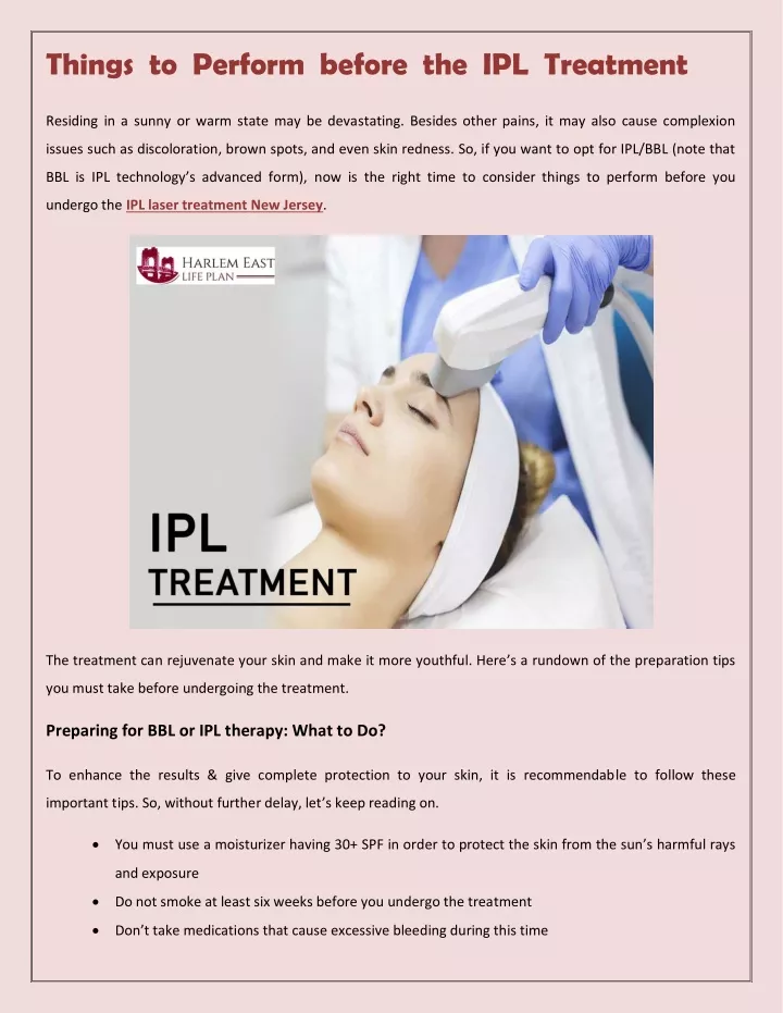 things to perform before the ipl treatment