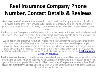 Real Insurance Company Reviews Phone Number, Contact Details