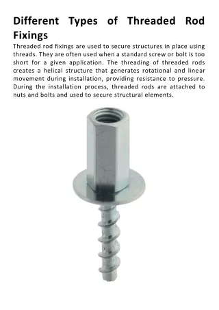 different types of threaded rod fixings threaded