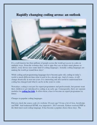 rapidly changing coding arena an outlook