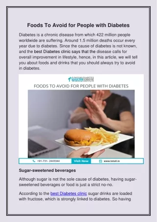 Foods to avoid for people with diabetes