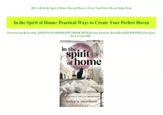 [R.E.A.D] In the Spirit of Home Practical Ways to Create Your Perfect Haven Online Book