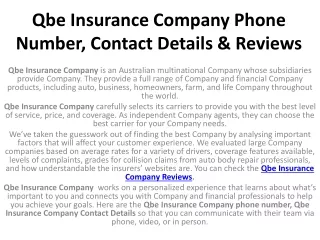 Qbe Insurance Company Reviews Phone Number, Contact Details