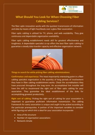 what should you look for when choosing fiber