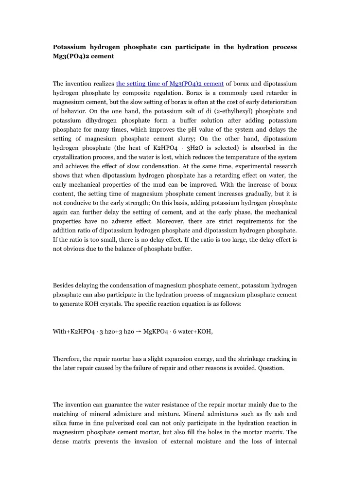 potassium hydrogen phosphate can participate