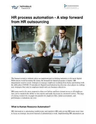 HR process automation | A step forward from HR outsourcing | HRMS | Businessezee