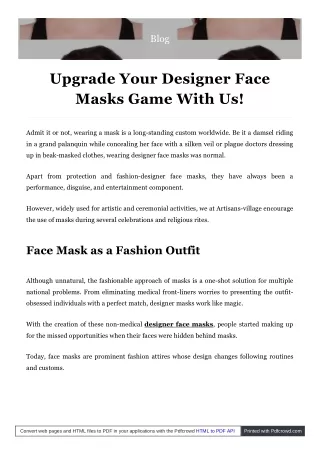 The designer face mask as a fashion outfit