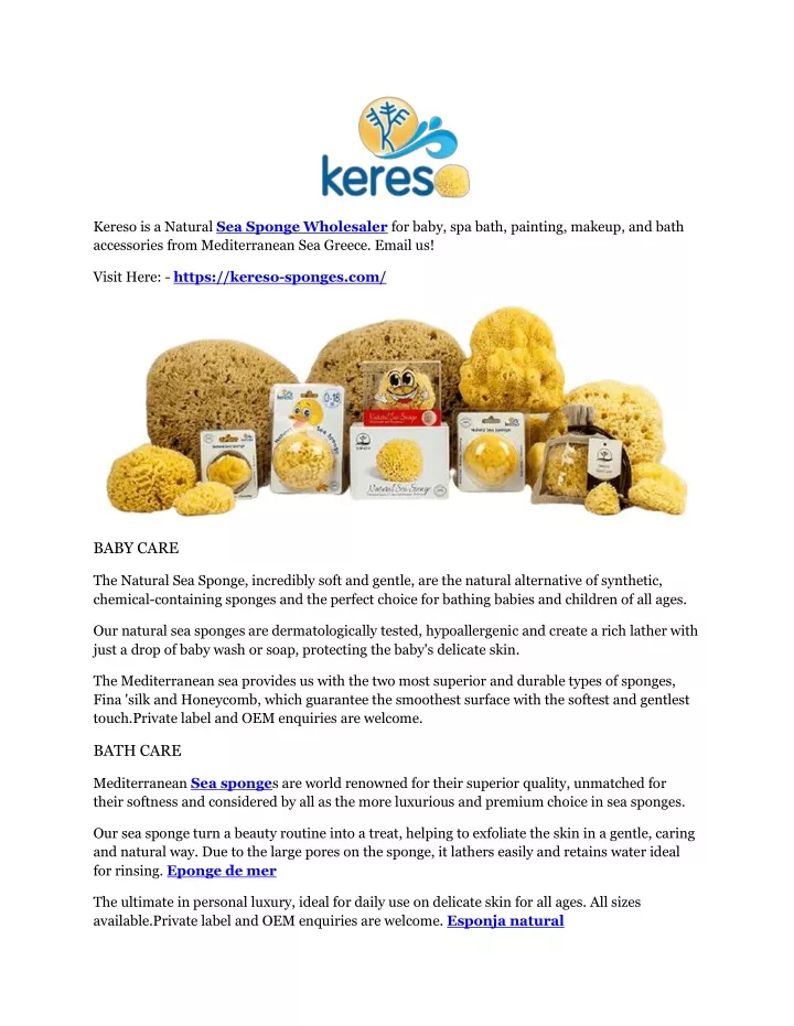 kereso is a natural sea sponge wholesaler