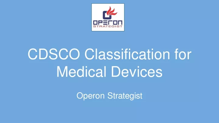 cdsco classification for medical devices