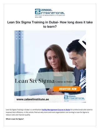 Lean Six Sigma Training in Dubai- How long does it take to learn