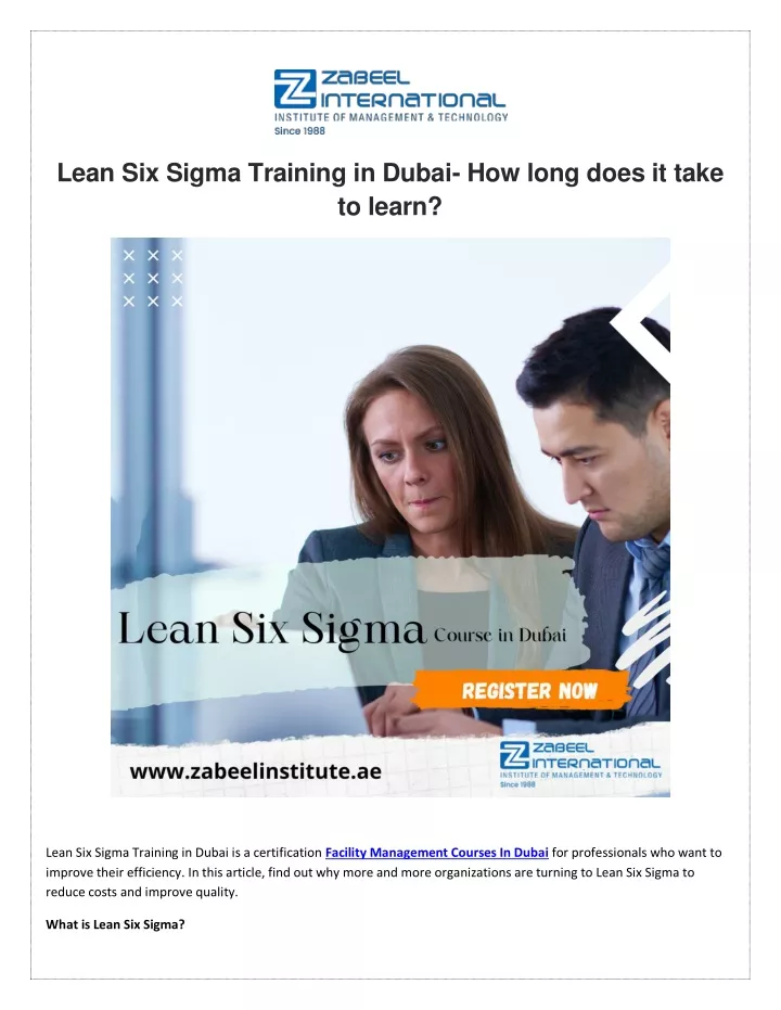 lean six sigma training in dubai how long does