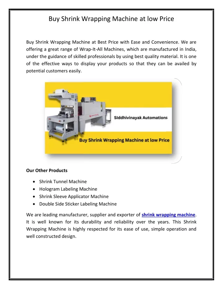 buy shrink wrapping machine buy shrink wrapping