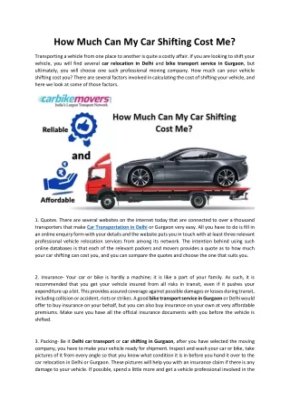 how much can my car shifting cost me