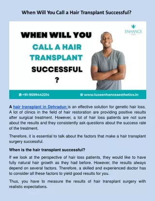 ​When Will You Call a Hair Transplant Successful?