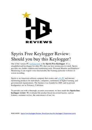 Spyrix Free Keylogger Review Should you buy this Keylogger