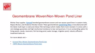 geomembrane woven non woven pond liner