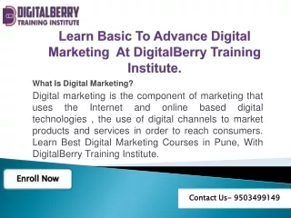 Learn Basic To Advance  Digital Marketing At DigitalBerry Training Institute.