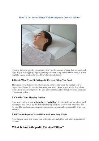 how to get better sleep with orthopedic cervical