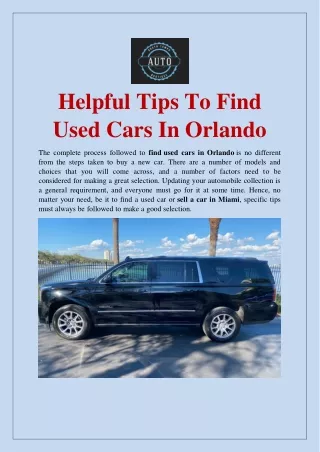Helpful Tips To Find Used Cars In Orlando