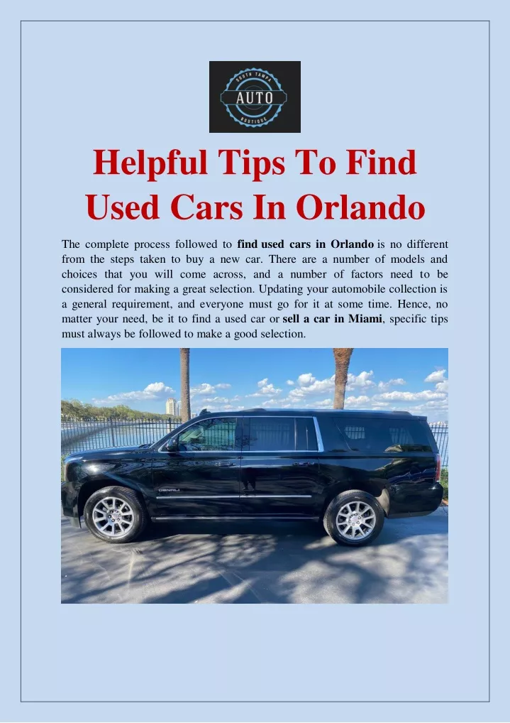 helpful tips to find used cars in orlando