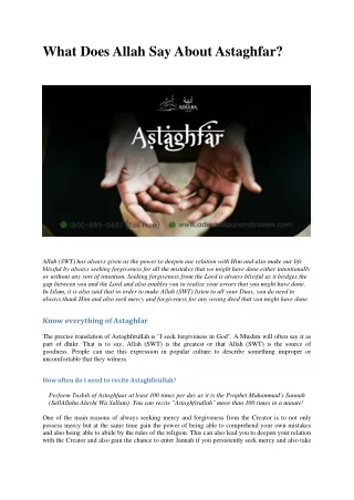 What Does Allah Say About Astaghfar