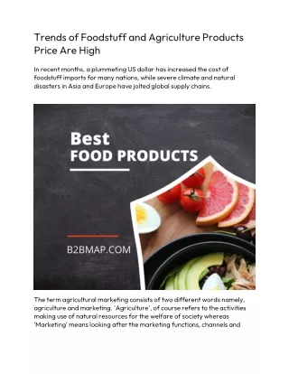 Trends of Foodstuff and Agriculture Products Price Are High
