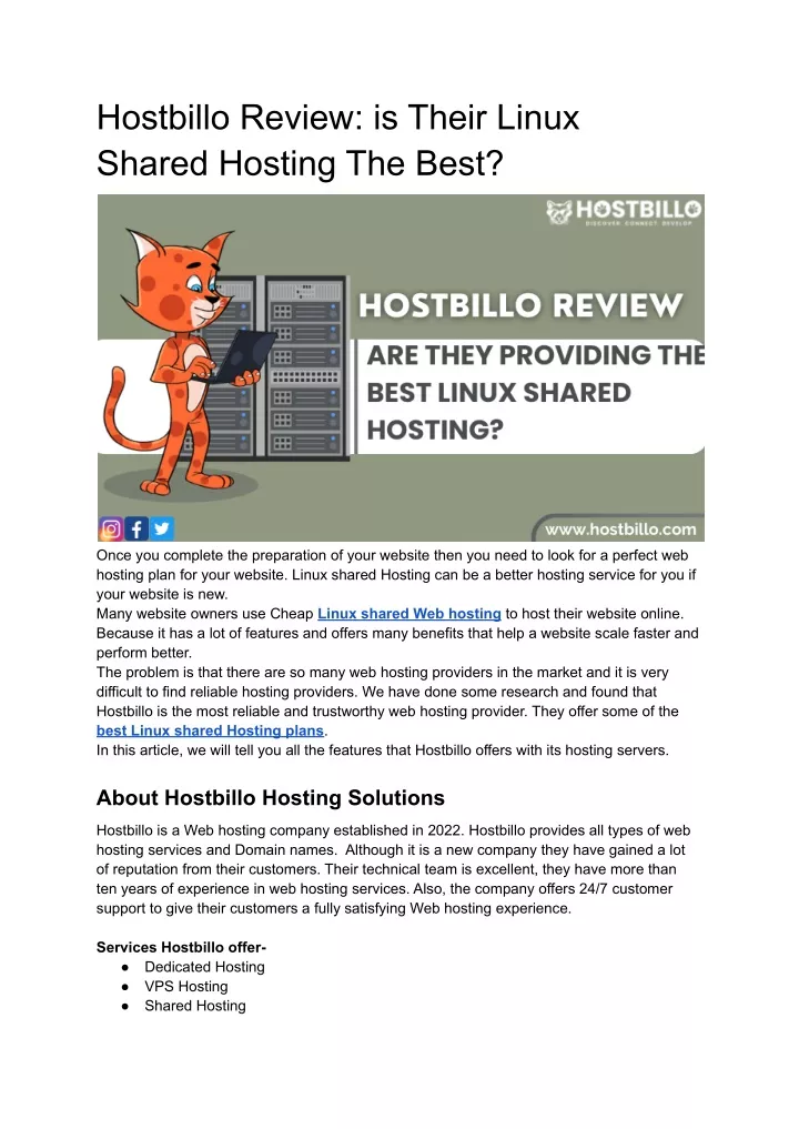 hostbillo review is their linux shared hosting