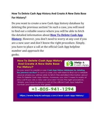 How To Delete Cash App History And Create A New Date Base For History
